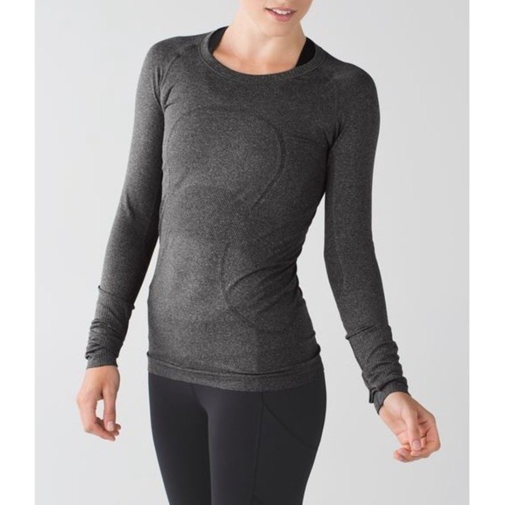 Lululemon Swiftly Tech Long Sleeve Crew Women's 6 Heathered Black Grey W3F14S